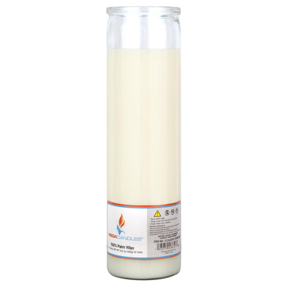Mega Candles 1 pc Unscented Off White Glass Container Devotional Prayer Candles, Shortening Wax Candle 2 Inch x 8 Inch, Sanctuary, Vigils, Prayers, Spiritual, Blessings, Religious, Altar, Remembrance