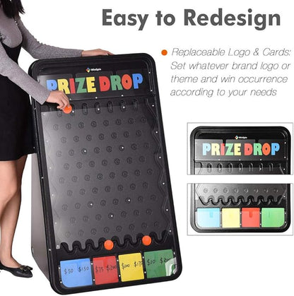 WinSpin 41x25 Prize Drop Board Foldable Stand Disk Drop Board Game with 12 Playing Pucks for Carnival Tradeshow Party Live Stream