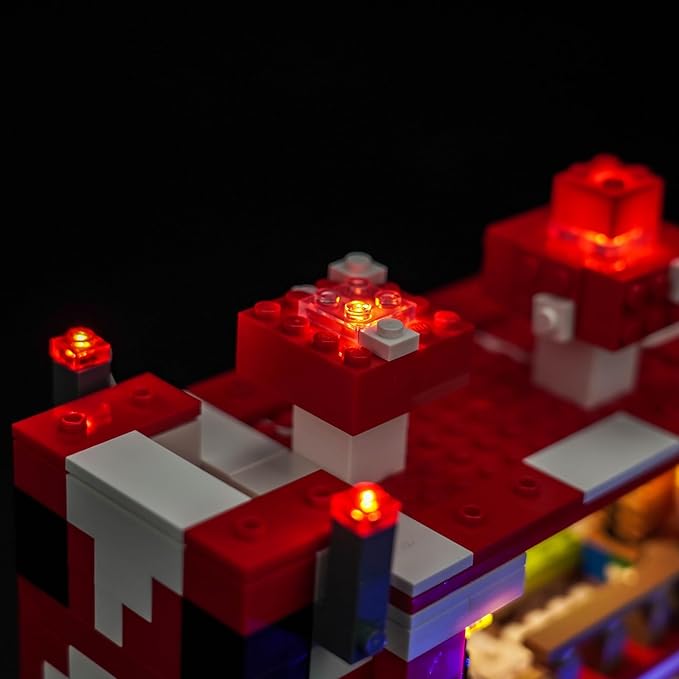 Upgraded Led Light Kit Compatible with Lego Minecraft The Mooshroom House Building Set Lights Decoration Compatible with Lego 21270 (Model Not Included)
