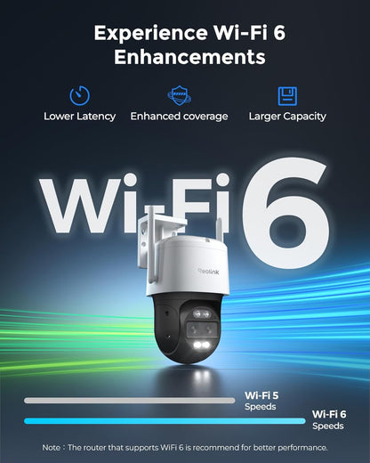 REOLINK 4K Wired WiFi Outdoor Security Camera, 8MP Dual Lens, 360 PTZ Camera, Auto Tracking, 2.4/5GHz Wi-Fi Smart Person/Vehicle/Animal Detection, 6X Hybrid Zoom, Color Night Vision, TrackMix WiFi