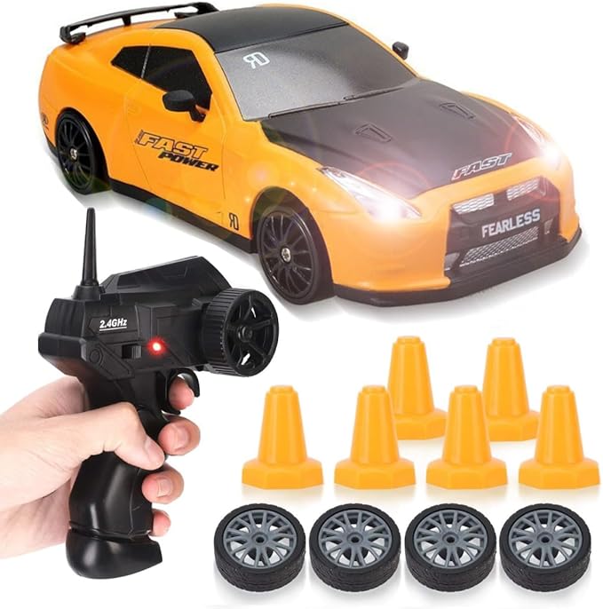 Liberty Imports RC Drift Car 1/24 2.4GHz 4WD Remote Control Sport Racing On-Road Vehicle with LED Light Batteries and Drift Tires (Style 6)