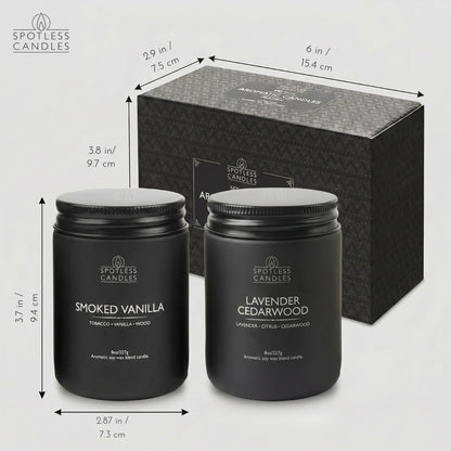 Mens Candle 2 x 8oz Pack Smoked Vanilla and Lavender Cedarwood Scents