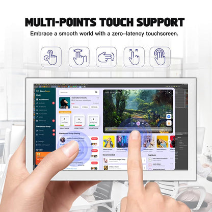 LESOWN Small Monitor 7 inch 1024x600 IPS Capacitive Touch 7" HDMI Wide Screen Portable LCD Display with Speakers for Raspberry Pi Laptop White