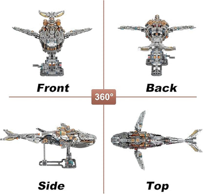 Creative 1388PCS Mechanical Whale Building Blocks Ideals Sea Animal Marine Organism with Light Model Building Blocks Bricks STEM Sensory Toy Gift for 12+ Boys Girls Kids or Adults