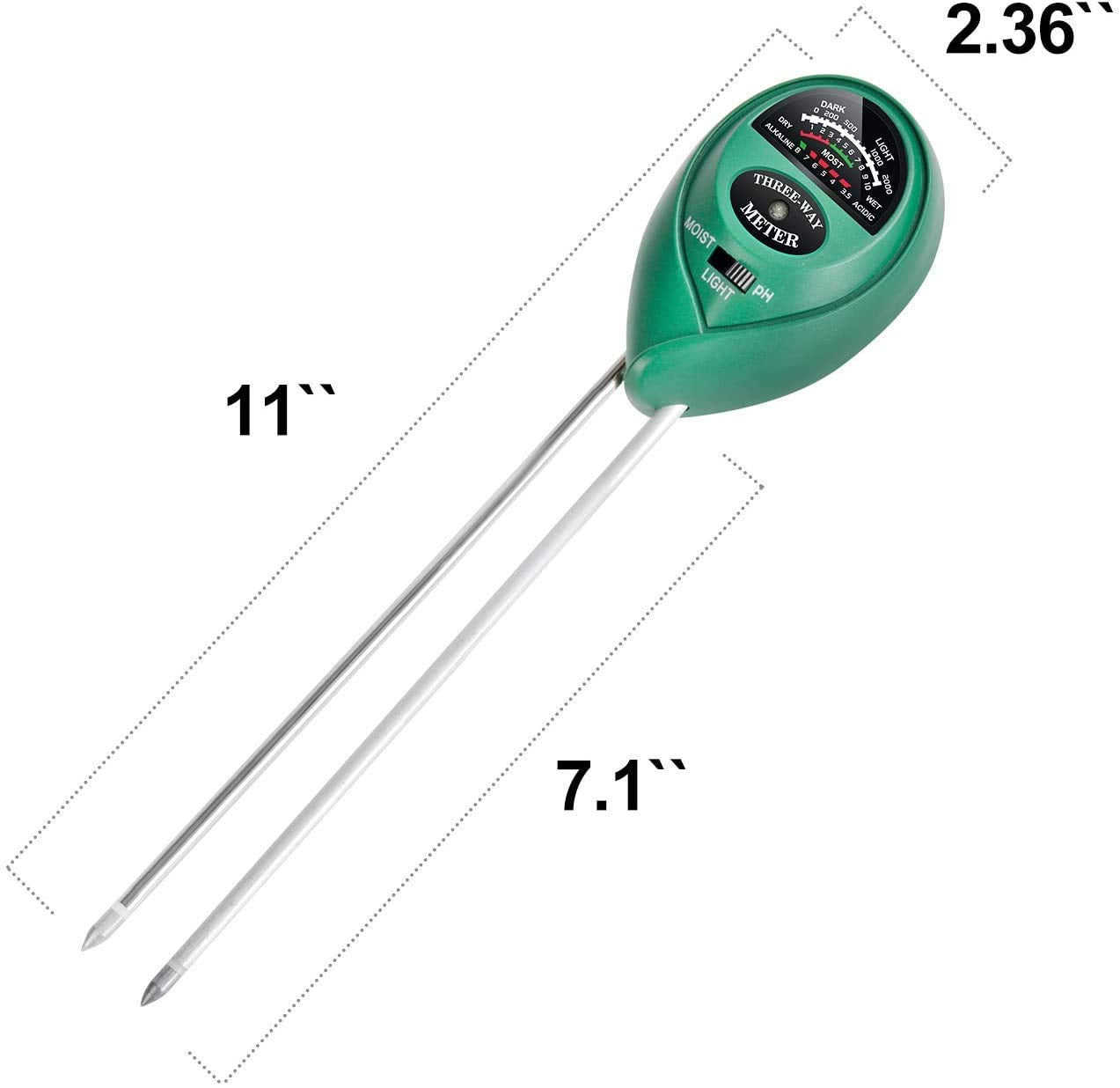 iPower 3-in-1 Soil Moisture/pH/Light Meter, Soil Test kit for Indoor & Outdoor Use, Suitable for House Plants, Garden, Lawn, Farm