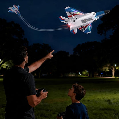 4-CH F22 Raptor Remote Control Airplane RTF RC Plane Fighter Jet with LED Light 6-Axis Gyro 3 Flight Modes Multiple Aerobatic Maneuvers Wingspan 500mm Suitable for Gifts