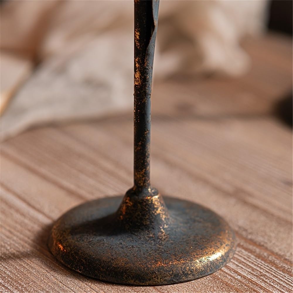 Candlestick Holders Retro Old Wrought Iron Candlestick Ornaments for Coffee Shops, Hotels, Dining Tables Candle Holders(Small)