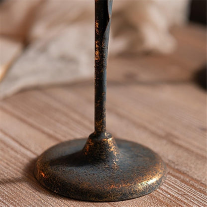 Candlestick Holders Retro Old Wrought Iron Candlestick Ornaments for Coffee Shops, Hotels, Dining Tables Candle Holders(Small)