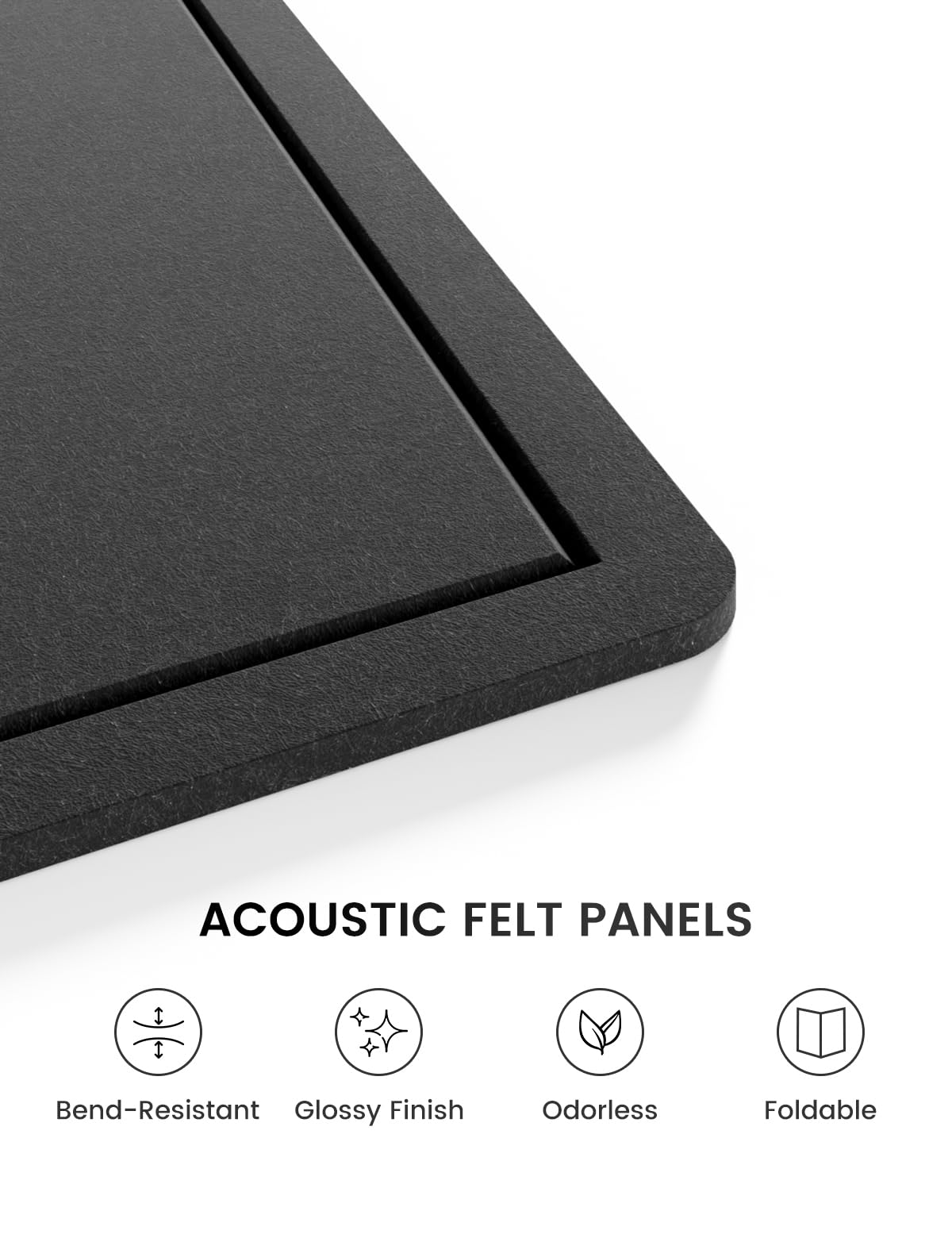Fluxynara Bulletin Board,35.4" x 23.6" Cork Board Alternative with 12 Safe Removable Adhesive Tabs, Foldable Felt Pin Board for Home Office, Classroom, Bedroom,Entryway for Walls—Black