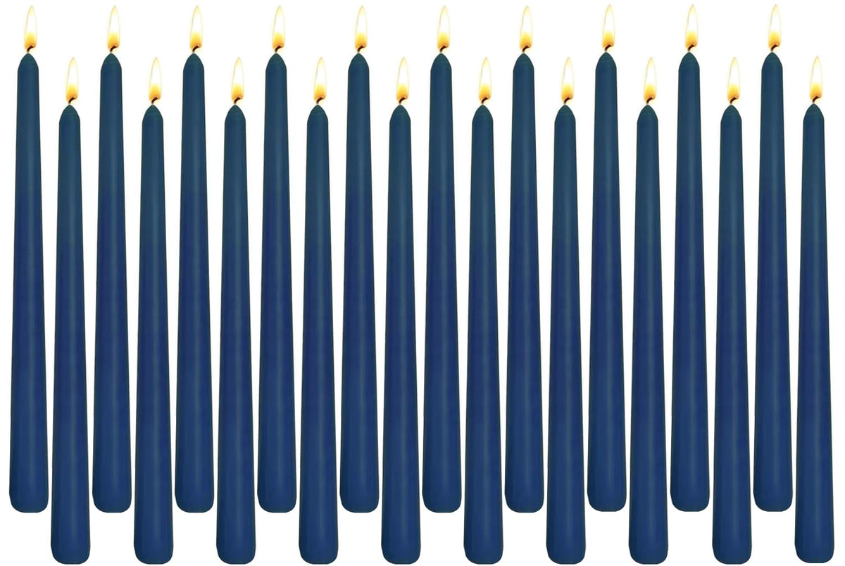 Navy Blue Taper Candles for Home Decoration, 20 Pack 10 Inch Unscented Dripless Candlesticks for Dinner Party