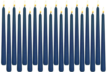 Navy Blue Taper Candles for Home Decoration, 20 Pack 10 Inch Unscented Dripless Candlesticks for Dinner Party