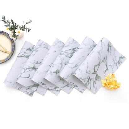 Homaxy Faux Leather Heat Resistant Placemats for Dining Table Set of 6, Waterproof Wipeable Washable PU Table Mats, Easy to Clean Anti-Slip Place Mats, 11.8" x 17", Marble