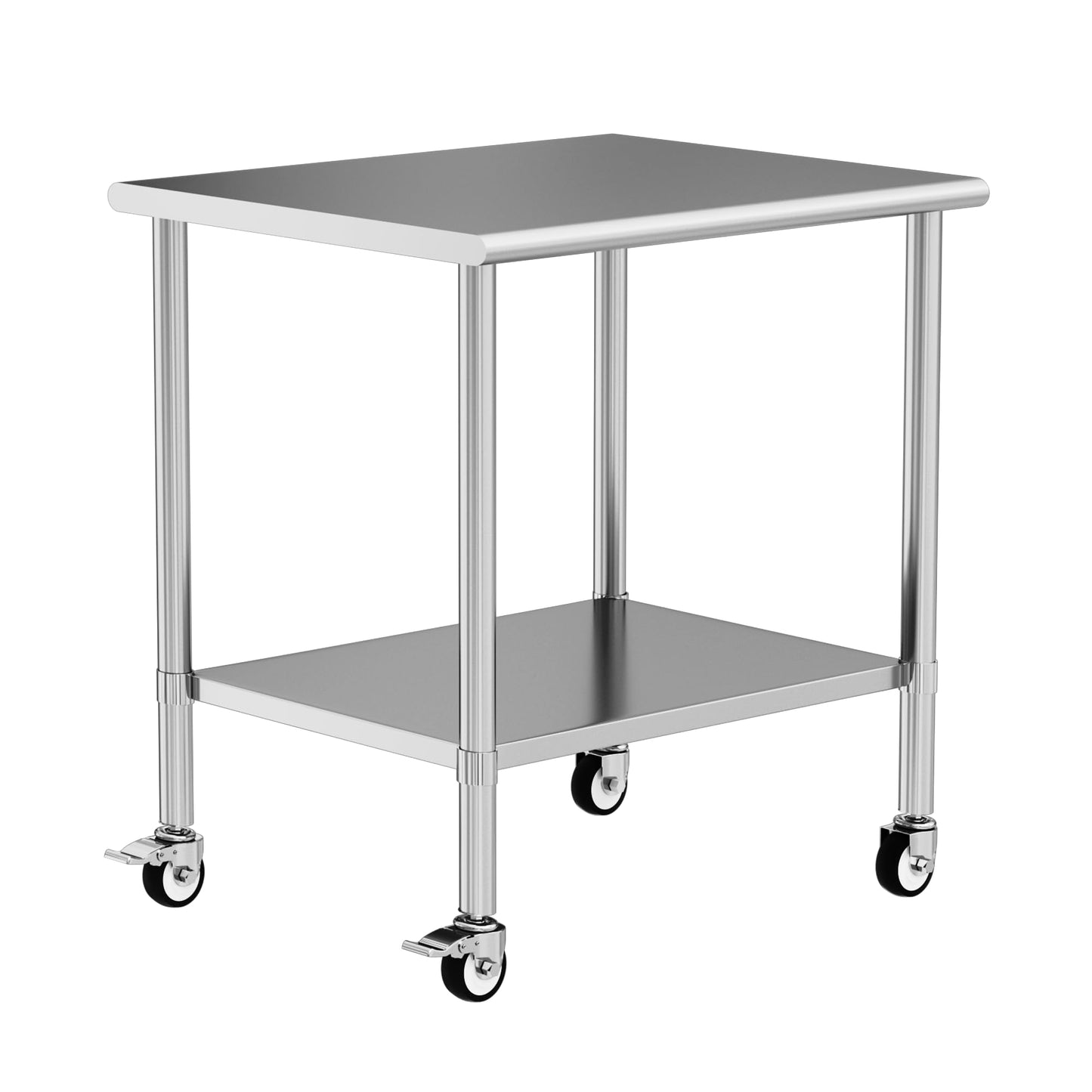Chingoo Stainless Steel Work Table with Wheels, 30x36 Inch NSF Kitchen Prep Table with Adjustable Undershelf for Commercial Restaurant, Garage, Outdoor BBQ