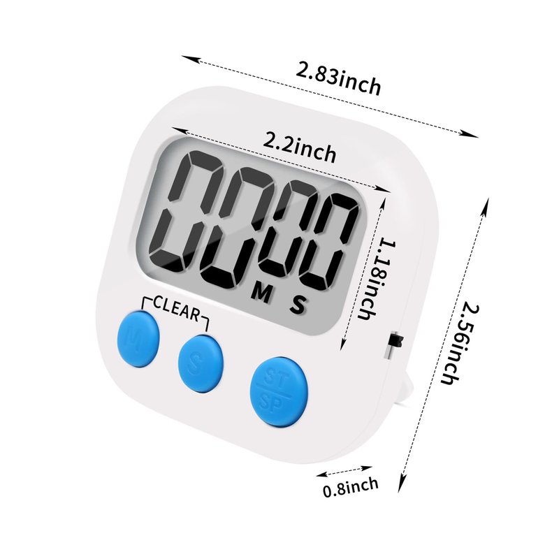 6 Pack Small Digital Kitchen Timer Magnetic Back and ON/Off Switch,Minute Second Count Up Countdown (Multicolored)