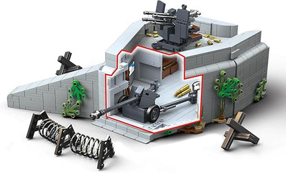 Jeamoc WW2 Military Fortress Building Block Set 1232 Pcs Military Fortress Fort Building Bricks Construction WW2 Set