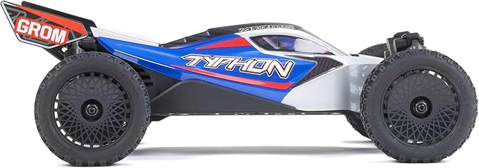ARRMA RC Car Typhon GROM 4x4 Smart Small Scale Buggy RTR with Battery &amp Charger Blue/Silver ARA2106T1