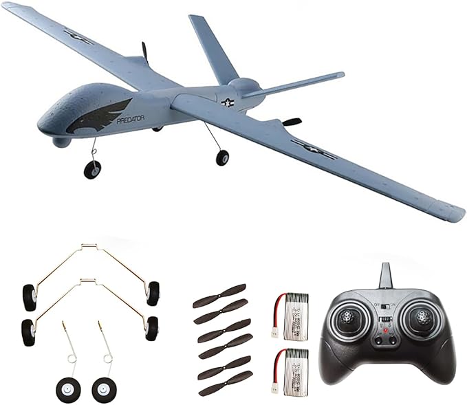 RC Plane Remote Control Airplane - 2.4Ghz 2 Channels DIY RC Predator Aircraft with 3-Axis Gyro for Beginner RC Plane with 2 Batteries Wingspan 660mm