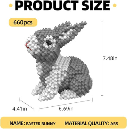 KADELE Easter Bunny Building Animal Sets Extremely Challenging STEM Building Blocks Decor for Adults Kids Micro 3D Educational Toys for Boys Girls Ages 8 and Up (660 Pieces)