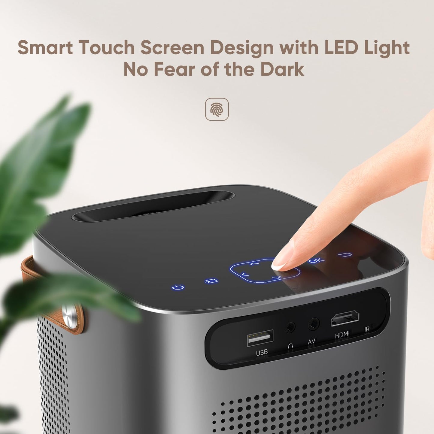 [Unique Handle Design] Mini Projector, Mini Projector with 5G WiFi and Bluetooth, TOPTRO 1080P Portable Projector with Touch Screen, 2025 Upgrade Outdoor Movie Proyector for iOS/Android/TV Stick/HDMI