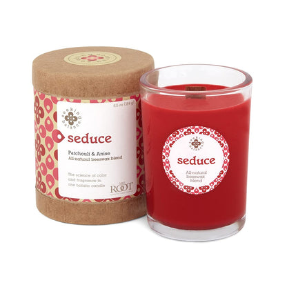 Root Candles Scented Spa Candles Seeking Balance® Handcrafted Wood Wick Aromatherapy Candle, 6.5-Ounce, Seduce: Patchouli Anise
