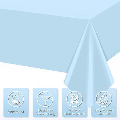 YIDAKO 12Pcs Light Blue Tablecloths,Disposable Plastic Tablecloth,Waterproof Baby Blue Rectangle Table Cover for Graduation Birthdays Weddings Anniversary Party Decorations,54 x 108 Inch