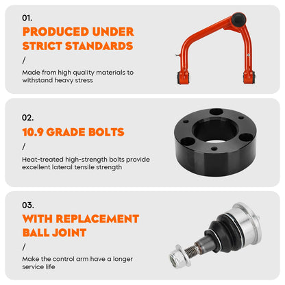 3" Front & 2" Rear Leveling Lift + Upper Control Arm w/Ball Joints Lift 2-4" for Chevy Silverado 1500 2019-2022, GMC Sierra 1500 2019-2022, with Replace Ball joints, Adjustable Suspension Kit