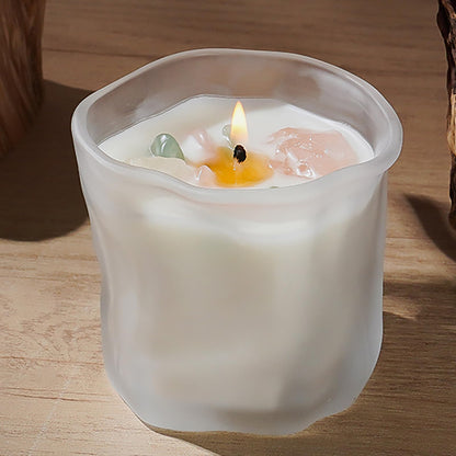 CaxyKyx Scented Soy Candles with Crystals Inside Aromatherapy Candle for Women Positivity Energy Gift Mothers Days Birthday White