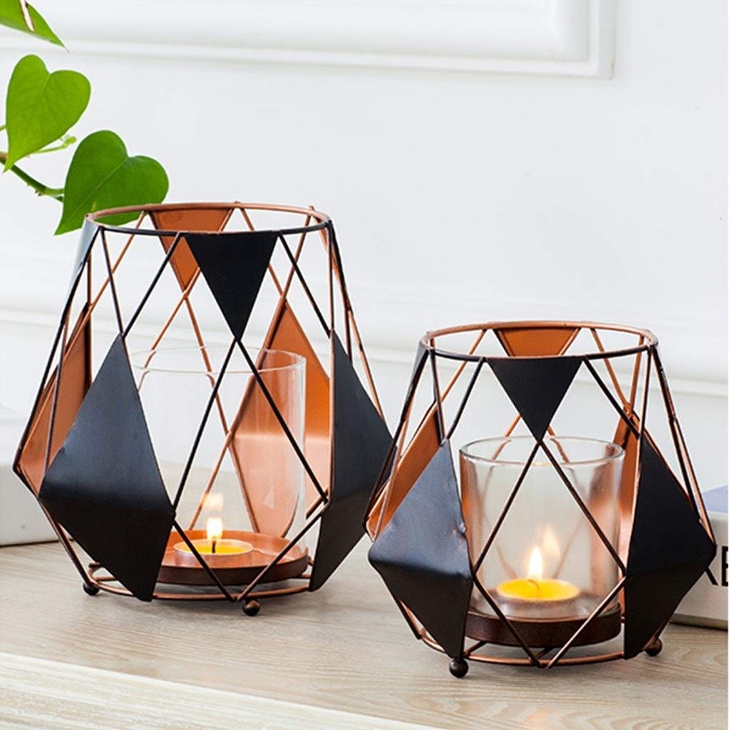 XILIN-1987 Candle Holderss Wrought Iron Glass Candlestick Creative Romantic Home Decoration Candle Holder Decorative Candlestick (Size : B01)