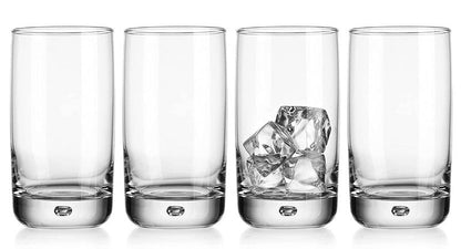 Set of 4 Highball Glasses 16 Oz Collins Cocktail Drinking Glass Cups, Bubble Base Glassware for Water, Juice, Cocktails, Beer Pint Glasses, Modern Basic Tumblers.