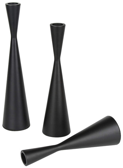 Vixdonos Taper Candlestick Holders Metal Candle Holders Set of 3 Table Decorative Candle Stand for Wedding, Dinning, Party,Home Decor (Matte Black)