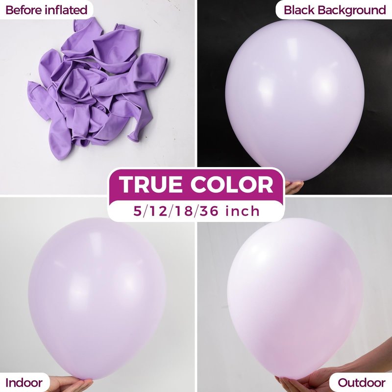 Bezente Pastel Purple Latex Party Balloons - 30 Pack 18 inch Round Helium Pale Lavender Light Purple Lilac Balloons for Bridal Shower Gender Reveal Wedding Party Decorations