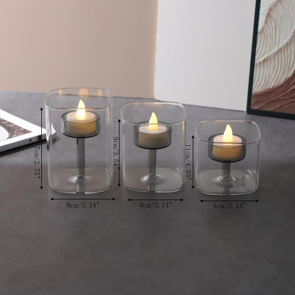 Maimeili Glass Candle Holder Hurricane Crystal Decorative Candle Fits Standard Tealight for Table Wedding Dinning Centerpieces Party Supplies Home Decor