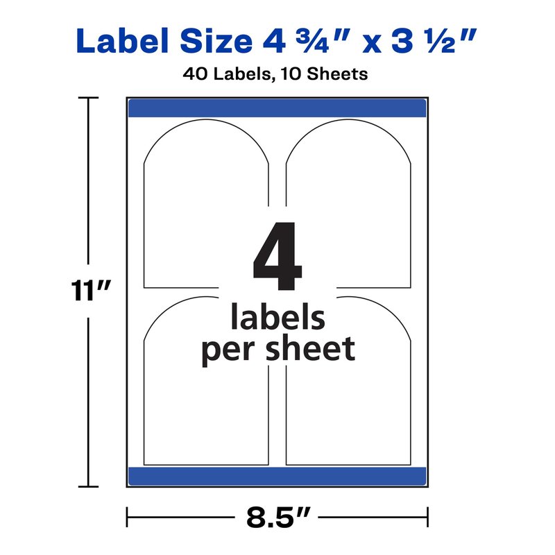 Avery Arched Wine Labels, Sure Feed Technology for Laser Printers, 4.75" x 3.5", 40 White Labels (22826)