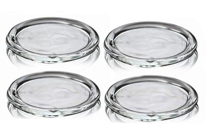 Cumuiu 4 Pack Glass Candle Holder 4" Clear Beautiful Transparent Round Candle Plate…