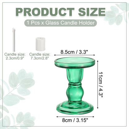 uxcell 11 cm Glass Candle Holder for Taper/Column Candles, Candle Holders Tealight Stand Candlestick for Tealight Wedding Table Centerpiece Home Decor, Green