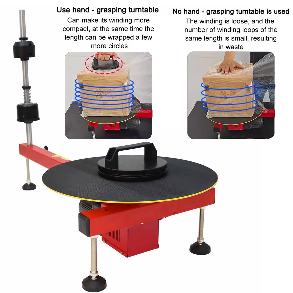 INTBUYING 220V Electric Stretch Film Wrapping Bench Semi-auto Table Stretch Film Dispenser Wrap Machine Wrap-Around Film baler for 27.5" (70cm)-Wide Film