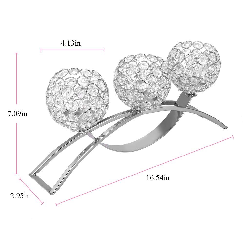 Candle Holder Candle Decoration Crystal Candle Holders 3 Arms European Classic Romantic Arch Iron Crystal Ball Candle Stand Centerpieces for Wedding Valentines Day, Dinning Room Table Decoration