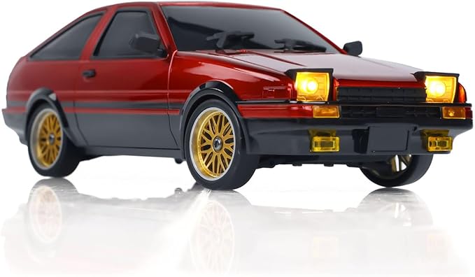 US in Stock 1/18 RC Drift Racing Car Rwd LDRC LD1801 Wireless Control Vehicle Gyroscope Light System Motor Servo ESC Hobby Model for Ages 14+(Red with Gyro)