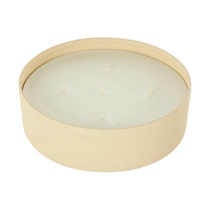 Deco 79 Metal Decorative Candle Juicy Black Cherries Scented Textured 59oz 5 Wick Aromatherapy Candle with White Wax, Wax Aromatherapy Candle 9" x 9" x 3", Beige