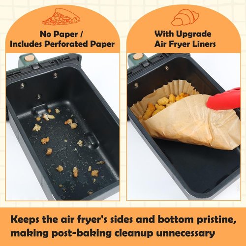 BYKITCHEN Air Fryer Liners - Set of 120 Rectangle Disposable Liners for Ninja Dual Air Fryers | Compatible with DZ201, DZ401, DZ550, SL401, Instant Vortex