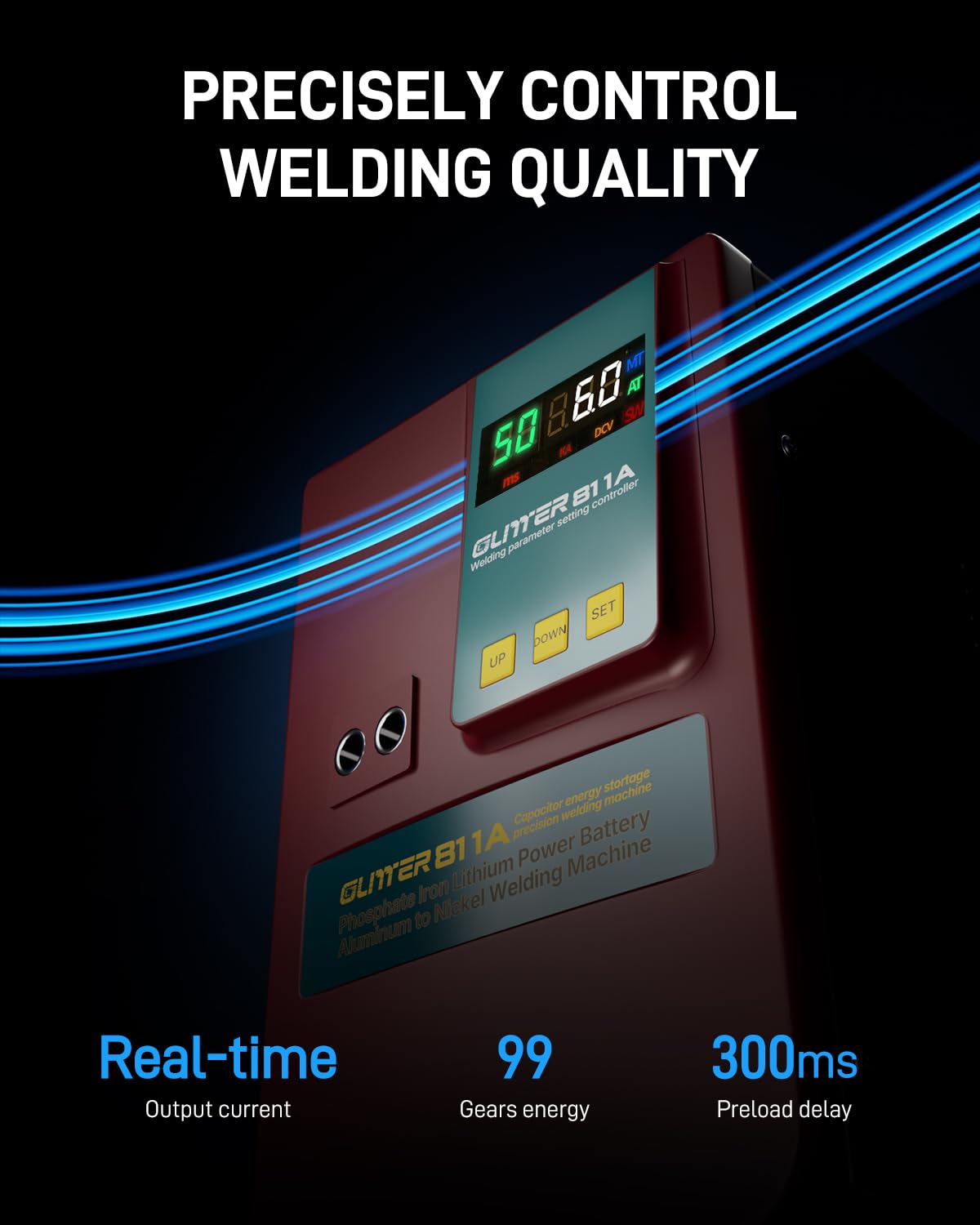 GLITTER Industry Spot Welder, 36000W 6000A Battery Spot Welder, Copper Aluminum to Nickel Spot Welder for Lithium Batteries, 99 Gears Battery Welder for Batch Build LiFePO4 Prismatic Battery Pack,811A