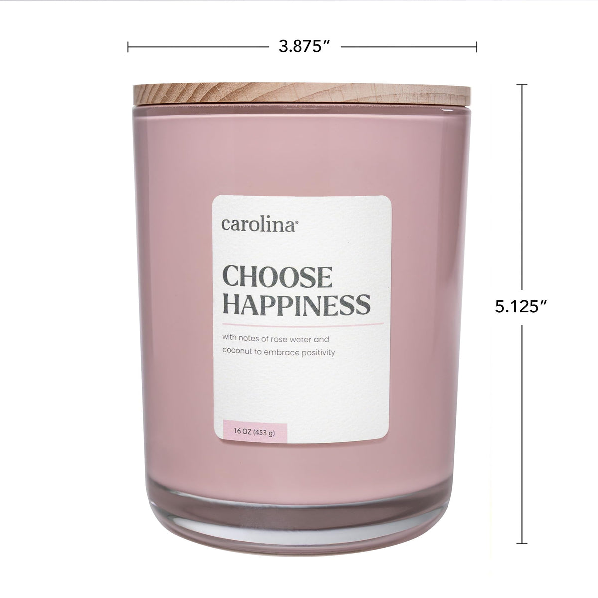 Carolina Choose Happiness 16 oz Scented Candle, 2 Wick Wellness Relaxing Candle, 60H Burn Time, Ideal for Creating a Welcoming Home - Made in The USA