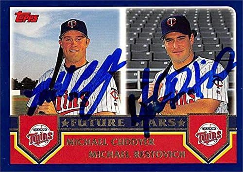 Sports Memorabilia Autograph Warehouse 247462 Michael Cuddyer &amp Michael Restovich Autographed Baseball Card - Minnesota Twins 2002 Topps - No. 329