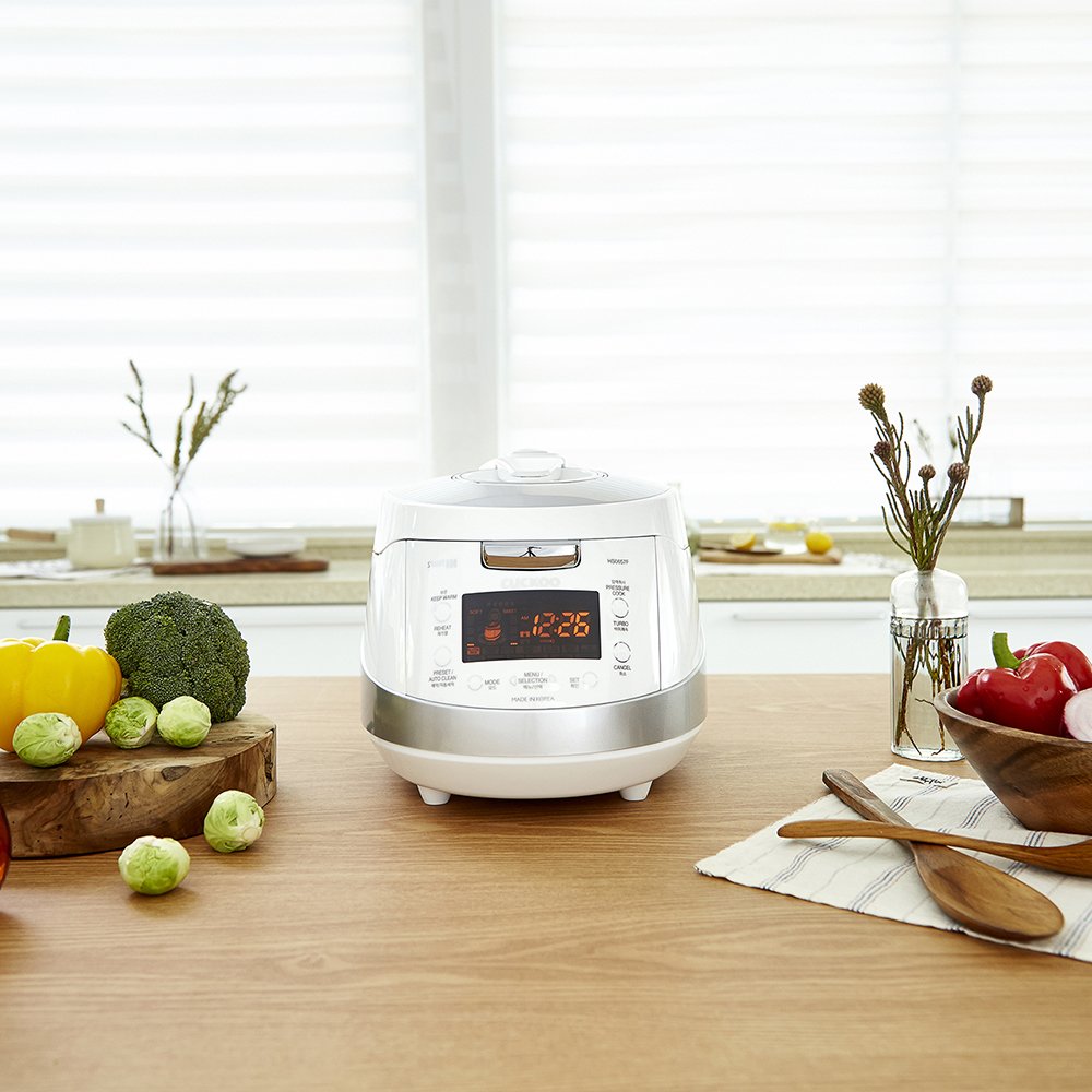 CUCKOO CRP-HS0657FW 6-Cup (Uncooked) 12-Cup (Cooked) Induction Heating Pressure Rice Cooker with Nonstick Inner Pot & 16 Menu Modes (White/Silver, Made in Korea)