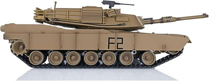 Heng Long US in Stock RC Tank 2.4Ghz 1/16 Scale 7.0 Plastic Ver M1A2 Abrams RTR Smoking Unit IR Combat Lifting Barrel for 3918 Model 340° Rotating Turret Torsion Bar Suspension BB Shooting
