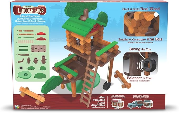 Lincoln Logs 2 Tiered Tree House Building Set Educational Toy Gift for Kids Girls and Boys STEM Retro Classic Toy