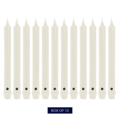 Colonial Candle Unscented Taper Candle, Classic Collection, White, 10 In, Pack of 12 - Up to 8 Hours Burn