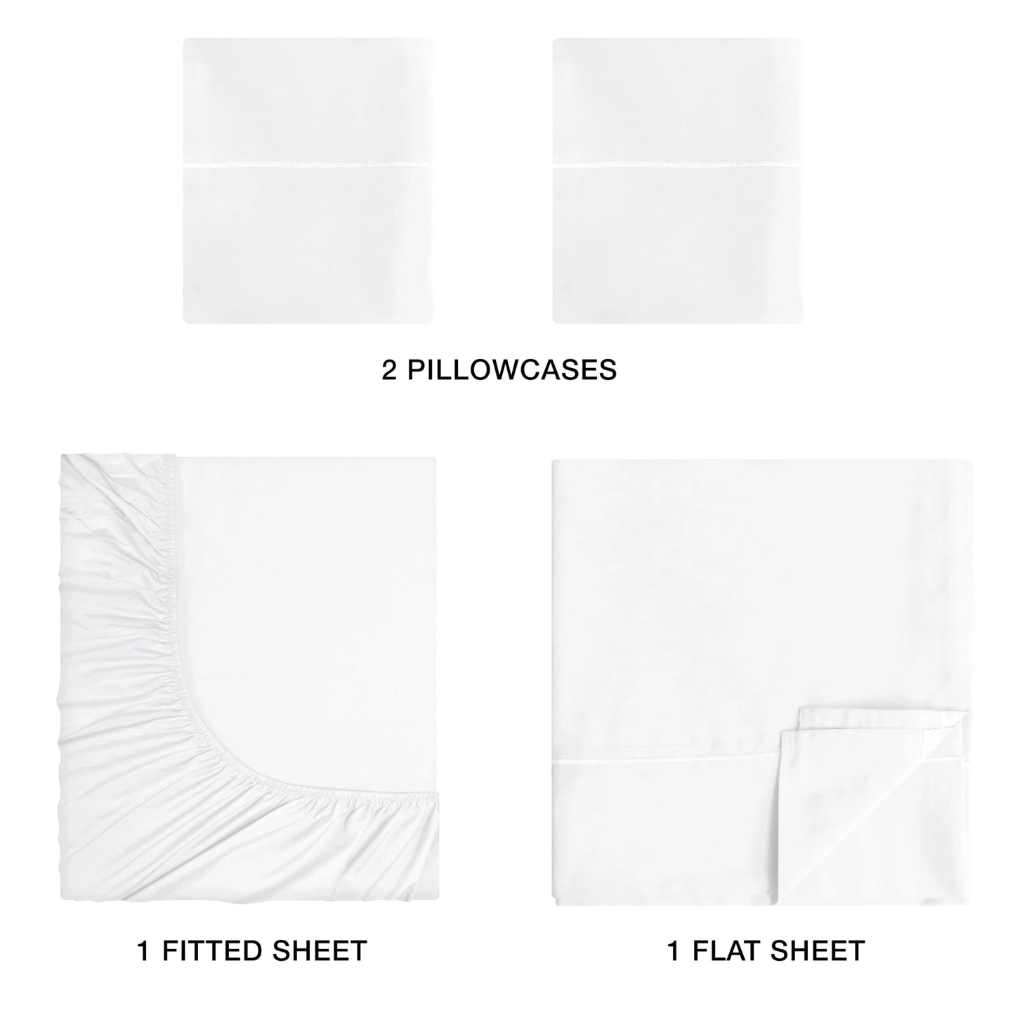 GLAMBURG Cotton Rich Queen Sheet Set - 4 Piece Deep Pocket Bedding Sets Queen with Marrowing - Ultra Soft, Wrinkle Resistant, Quick Dry, Easy Care Queen Sheets - White