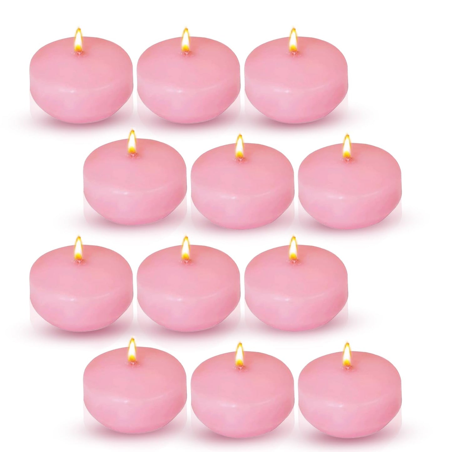Axiom - Unscented 12 Piece Pink Floating Candles for Centerpieces - 2" Dripless and Smokeless Floating Candles with 4 Hours Burning Time for Wedding, Pool, Parties, Home Decor
