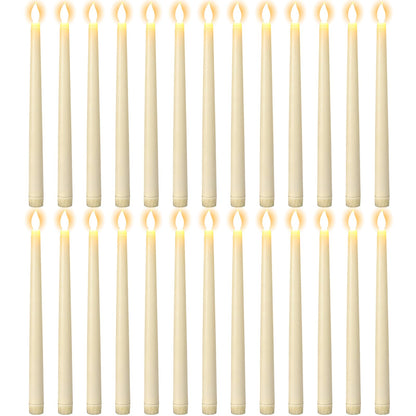 GenSwin 26 Pcs Flameless Taper Candles with 3D Wick, LED Taper Candles Battery Operated, Flameless Battery Candlesticks for Home Party Wedding Christmas Decor(Ivory, 0.78”x10.8”)